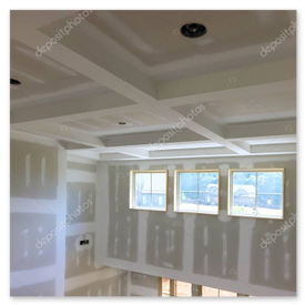 Fertiggestellter Raum mit glatten Trockenbauflächen