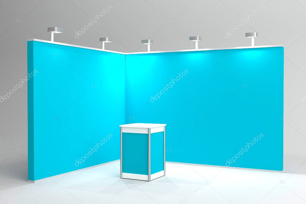 Eck-Messestand mit Grafiken